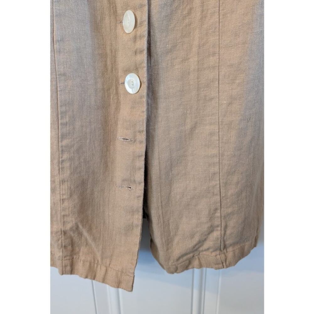 Harly Jae Provence Button Front Dress S 100% Linen Taupe Square Neck Midi Canada - Picture 7 of 9